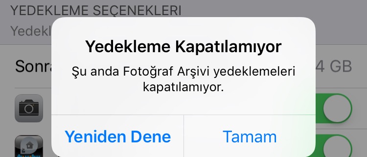 iCloud Fotoğraf yedekleme