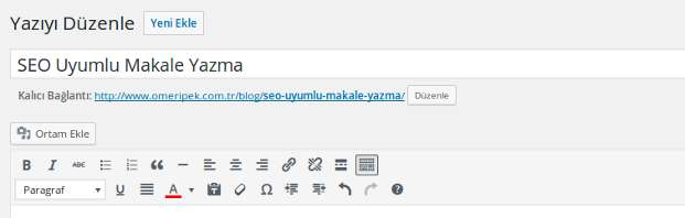 SEO çalışması için başlık (H1) - Wordpres'te